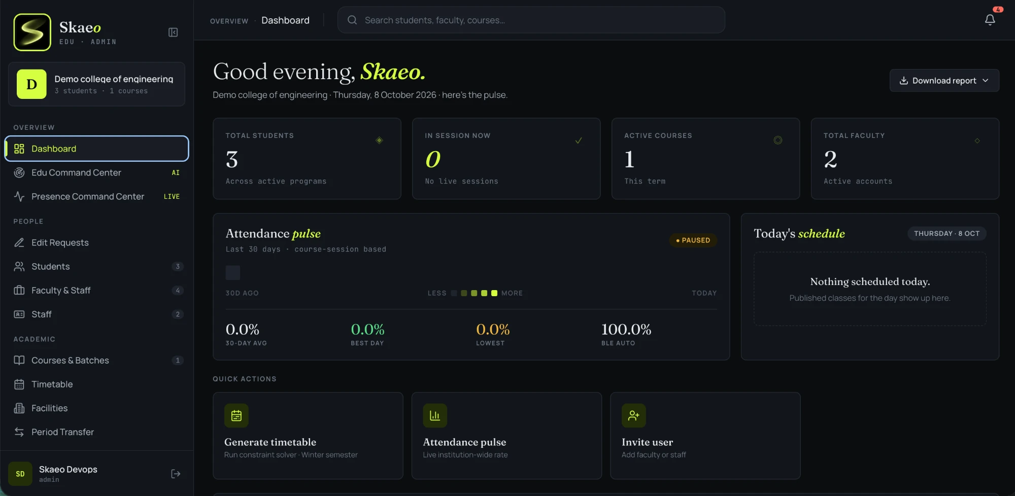 Skaeo EduSense web app